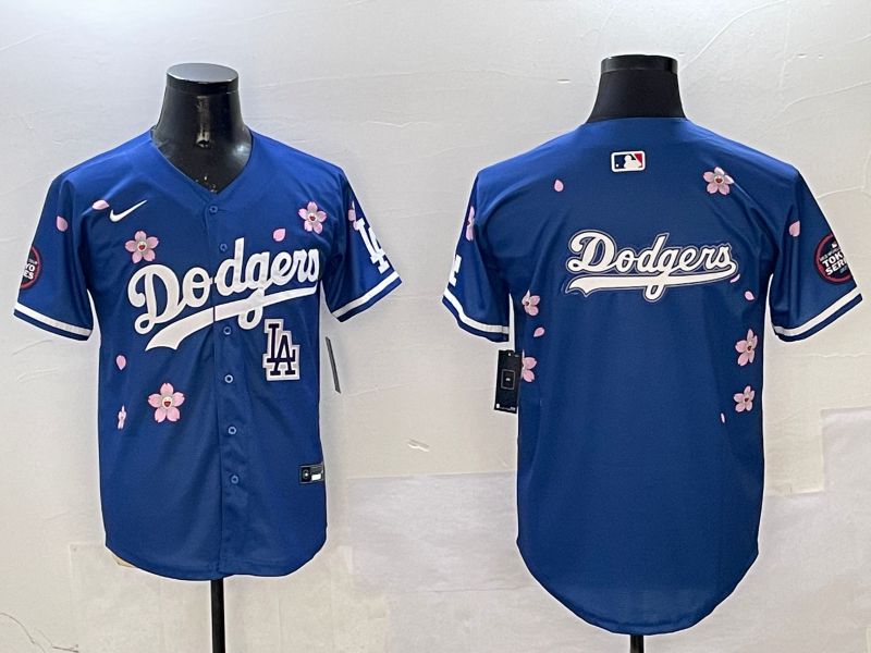 Men Los Angeles Dodgers Blank Blue Sakura Edition 2025 Nike MLB Jersey style 18->los angeles dodgers->MLB Jersey